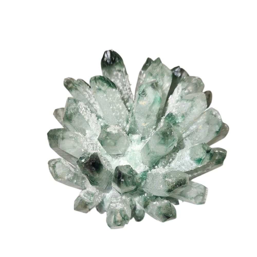 Green Phantom Quartz Crystal Cluster Natural Mineral Specimen Home Decor